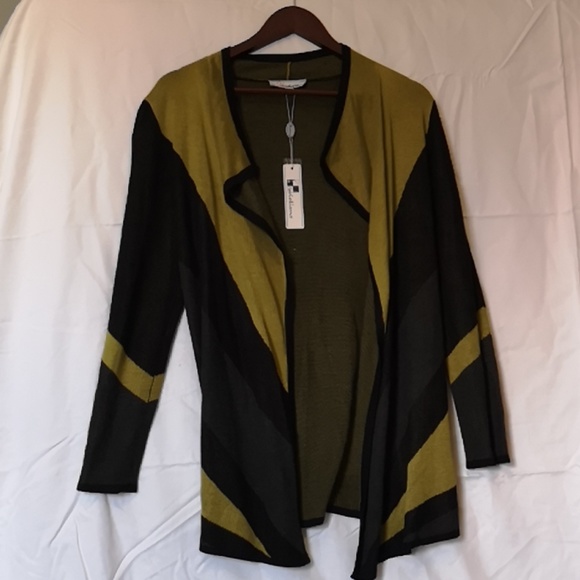 Black and Green Striped Cardigan by Variations NWT - Picture 6 of 6